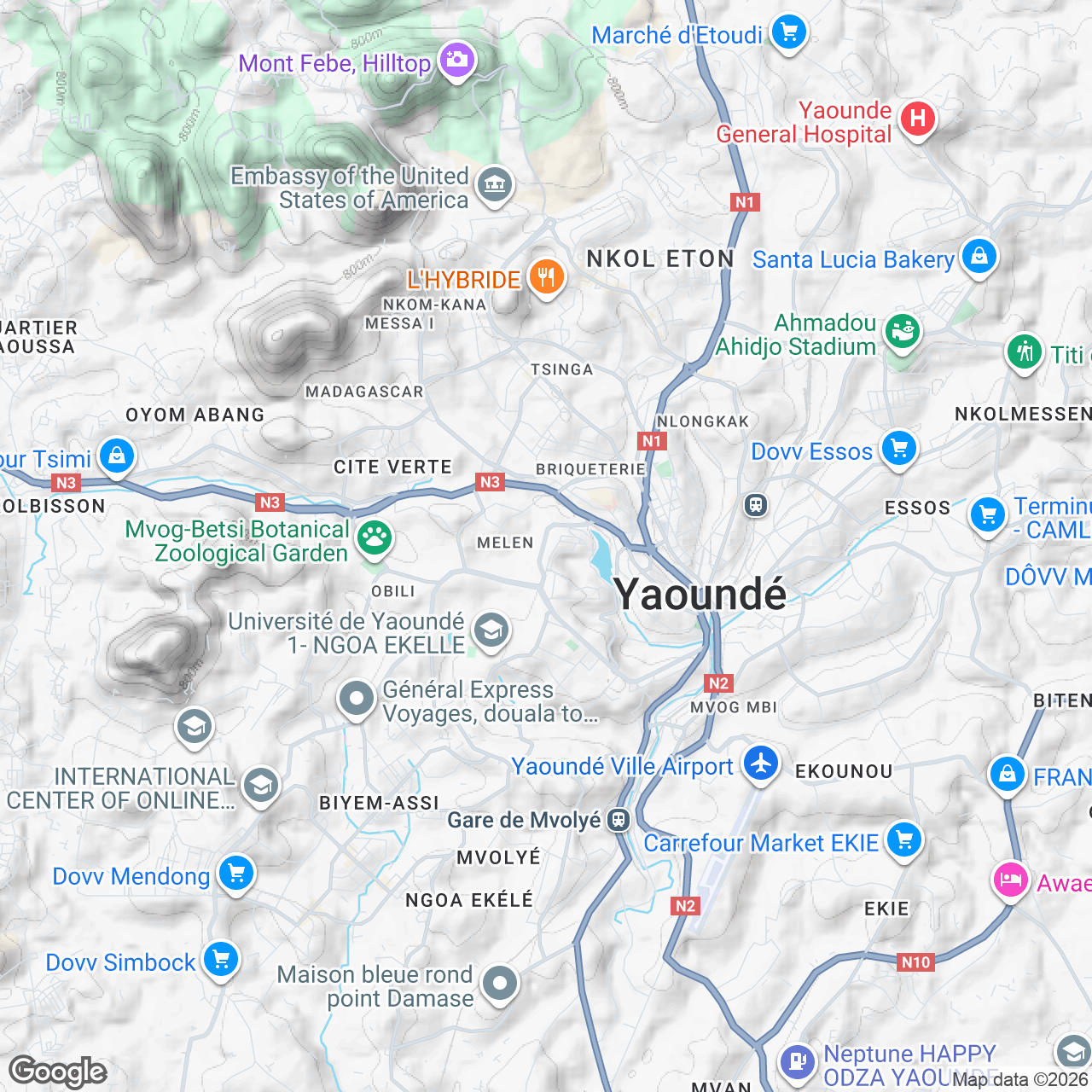 Carte de localisation CRTV a Yaounde